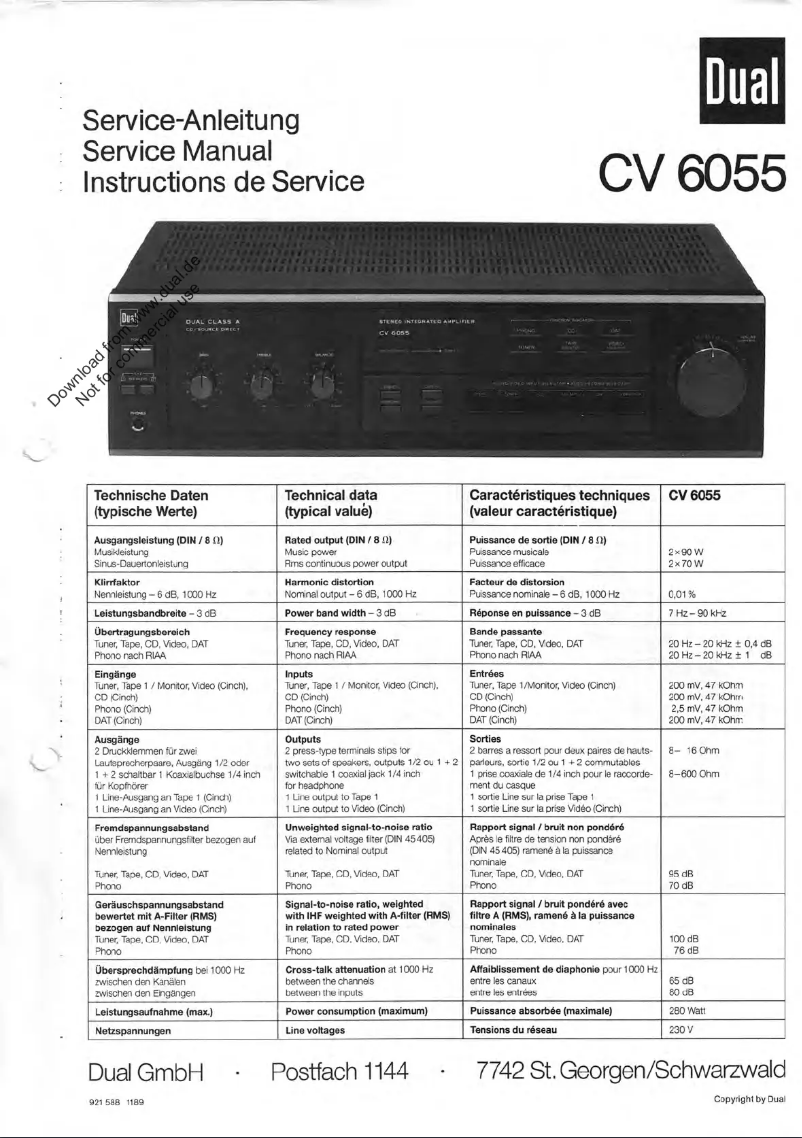 Page n°1 - Manuel utilisateur Dual CV 6055
