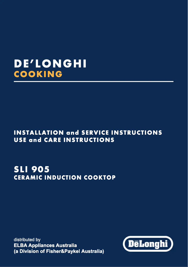 Page 1 de la notice Manuel utilisateur DeLonghi SLI 905