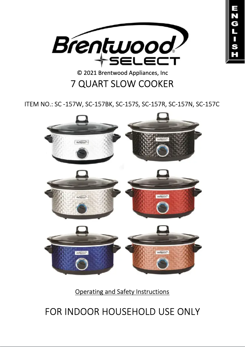 Page 1 de la notice Manuel utilisateur Brentwood SC-157S