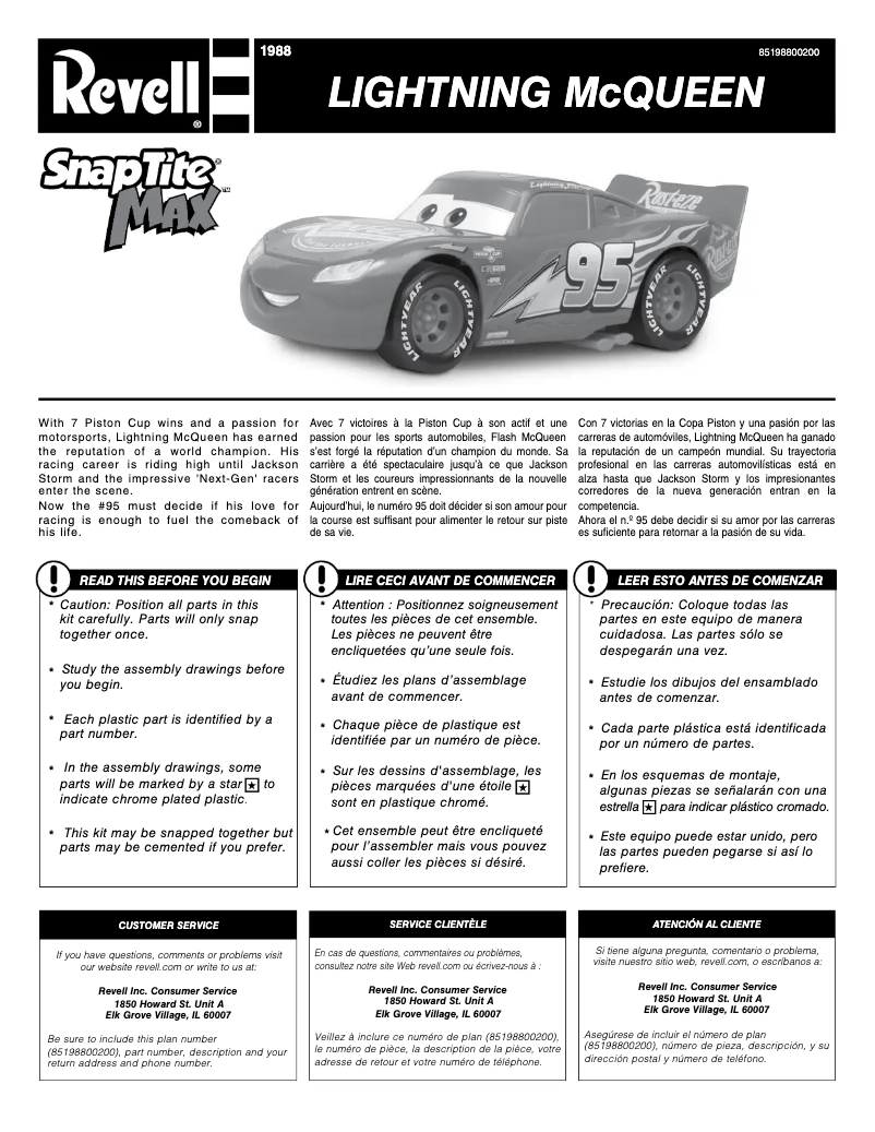 Page n°1 - Manuel utilisateur Revell Disney’s CARS: Lightning McQueen