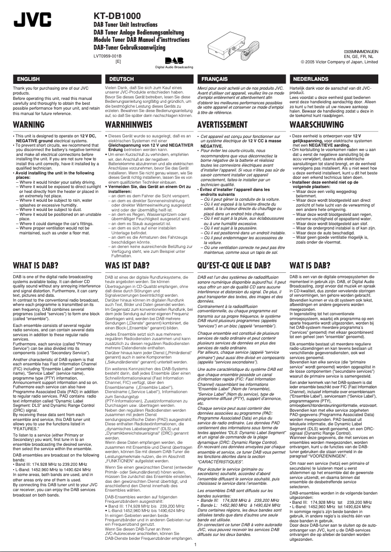 Página 1 del manual Manual de usuario JVC KT-DB1000