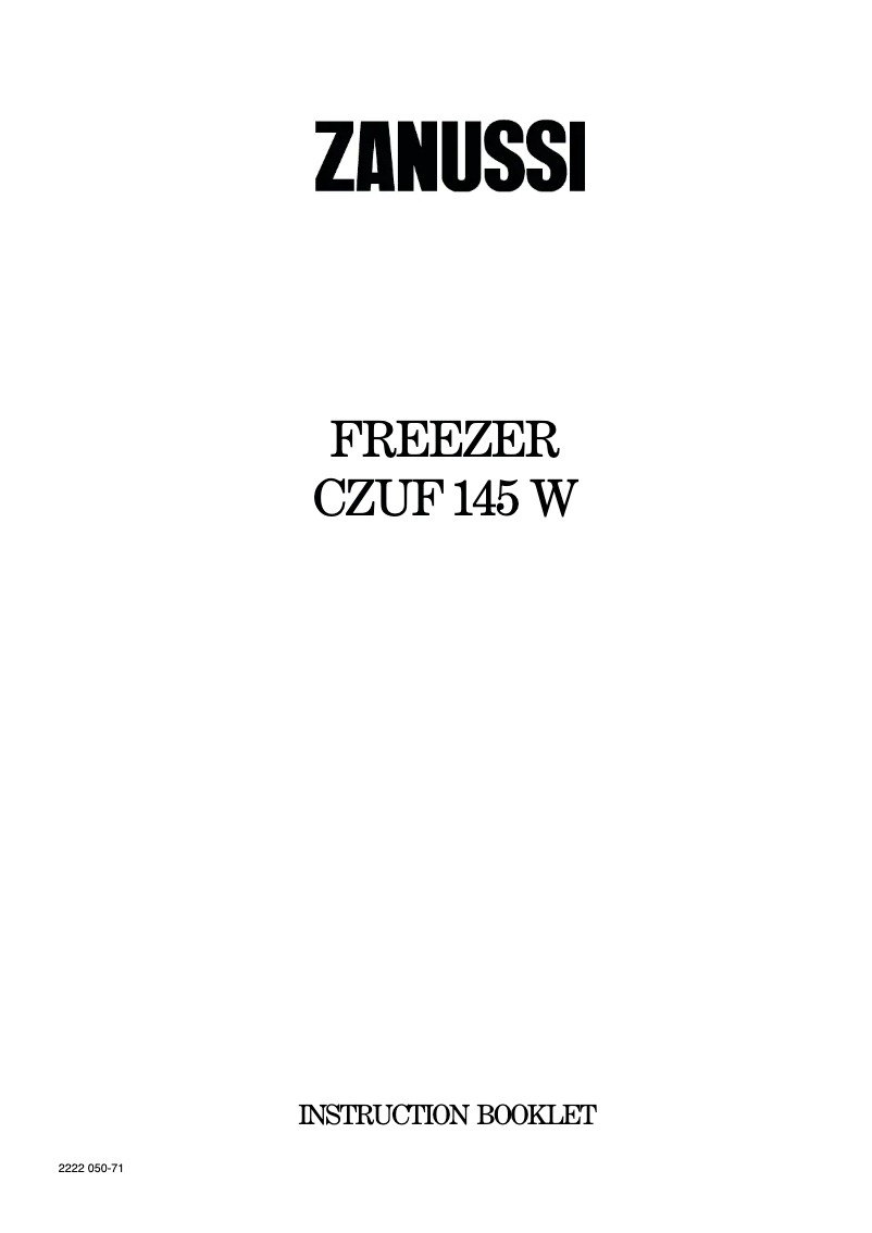 Page 1 de la notice Manuel utilisateur Zanussi CZUF 145 W