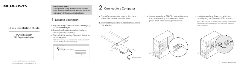 Page 1 de la notice Guide d'installation Mercusys MA86XE