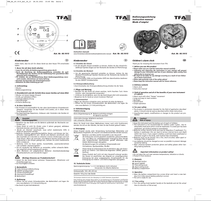 Image de la première page du manuel de l'appareil 60.1015