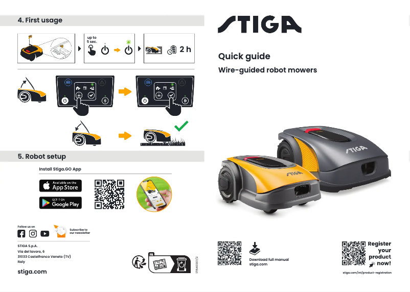 Page 1 de la notice Guide de démarrage rapide Stiga G 3600