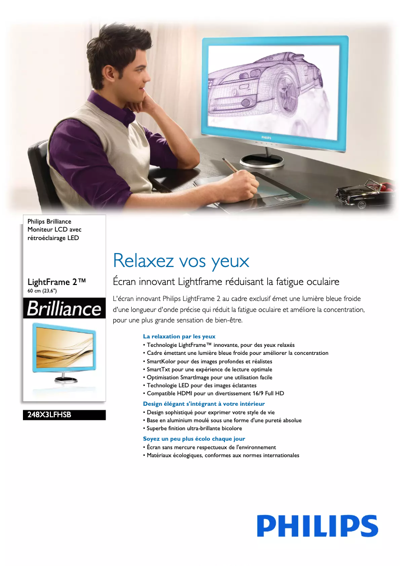 Page 1 of the manual Technical Sheet Philips Brilliance 248X3LFHSB
