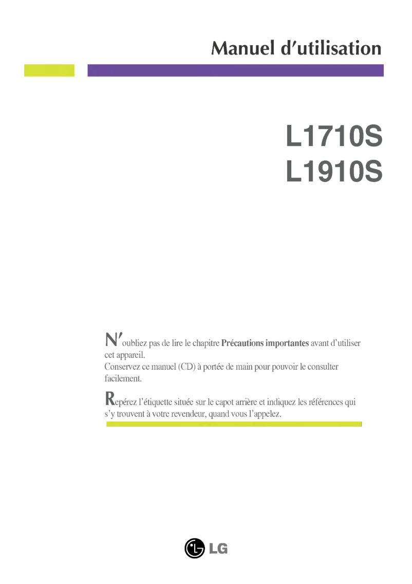 Page 1 de la notice Manuel utilisateur LG L1910S