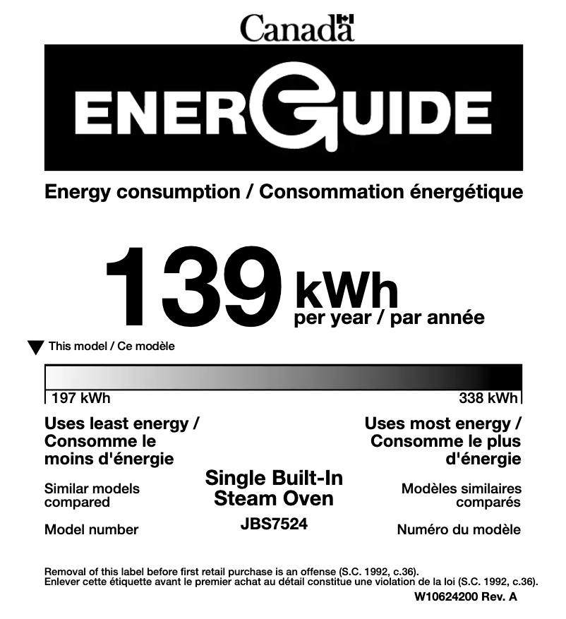 Page n°1 - Label énergétique JennAir JBS7524BS