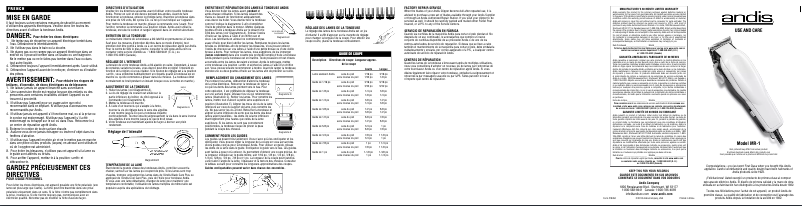 Page n°1 - Manuel utilisateur Andis MR-1