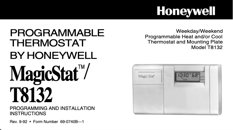 Page 1 de la notice Manuel utilisateur Honeywell T8132