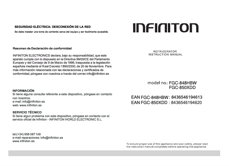 Page n°1 - Manuel utilisateur Infiniton FGC-848HBW