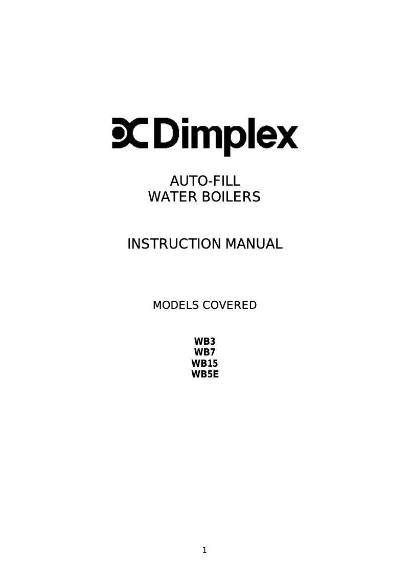 Page n°1 - Manuel utilisateur Dimplex WB5E