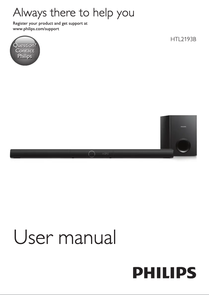 Page n°1 - Manuel utilisateur Philips HTL2193B