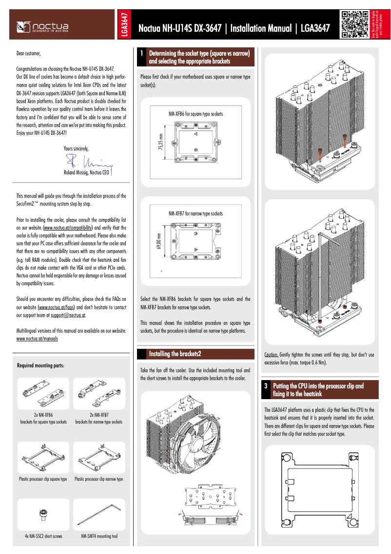 Página 1 del manual Manual de usuario Noctua NH-U14S DX-3647