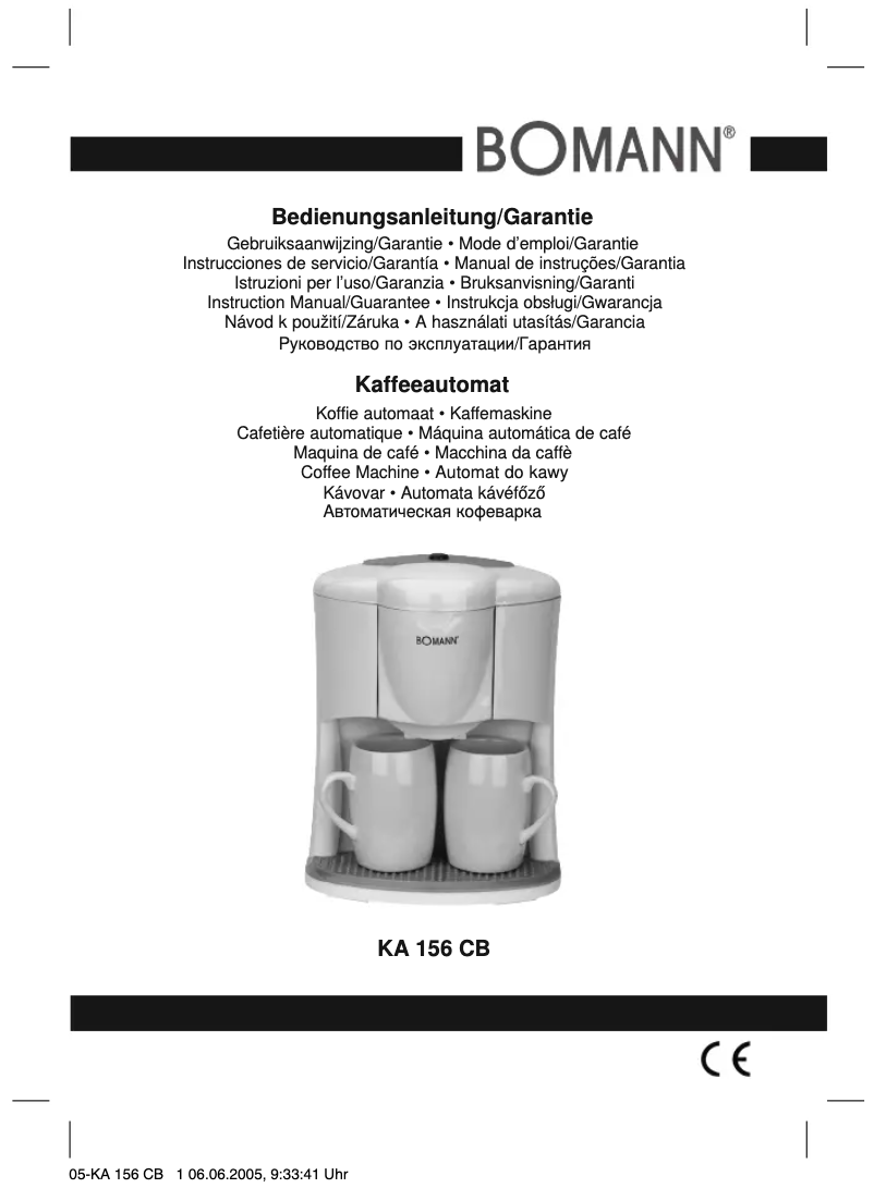 Page n°1 - Manuel utilisateur Bomann KA 156 CB