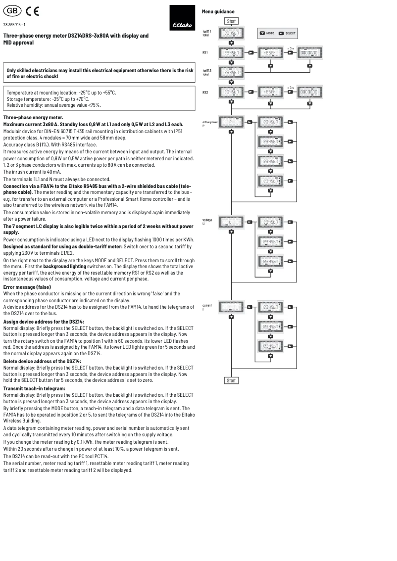 Image de la première page du manuel de l'appareil DSZ14DRS-3x80A