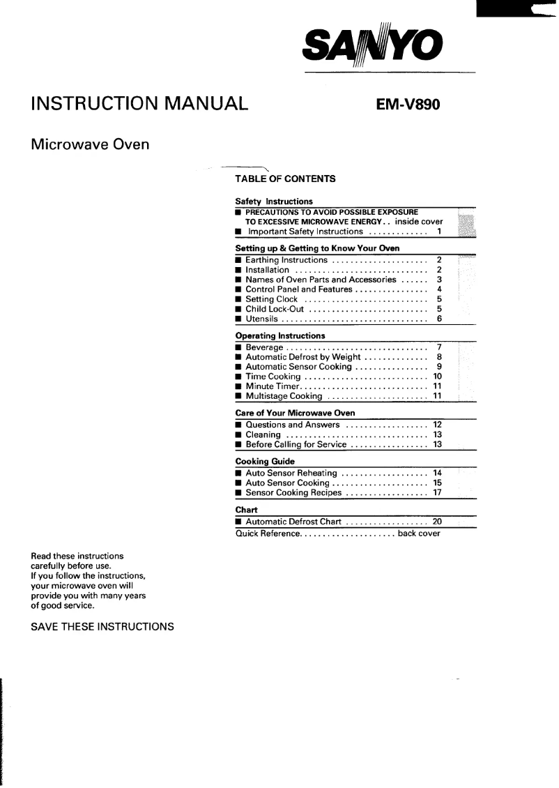 Page 1 de la notice Manuel utilisateur Sanyo EM-V890