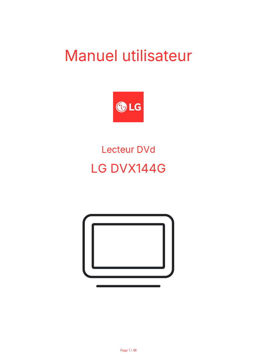 Image de la première page du manuel de l'appareil DVX144G