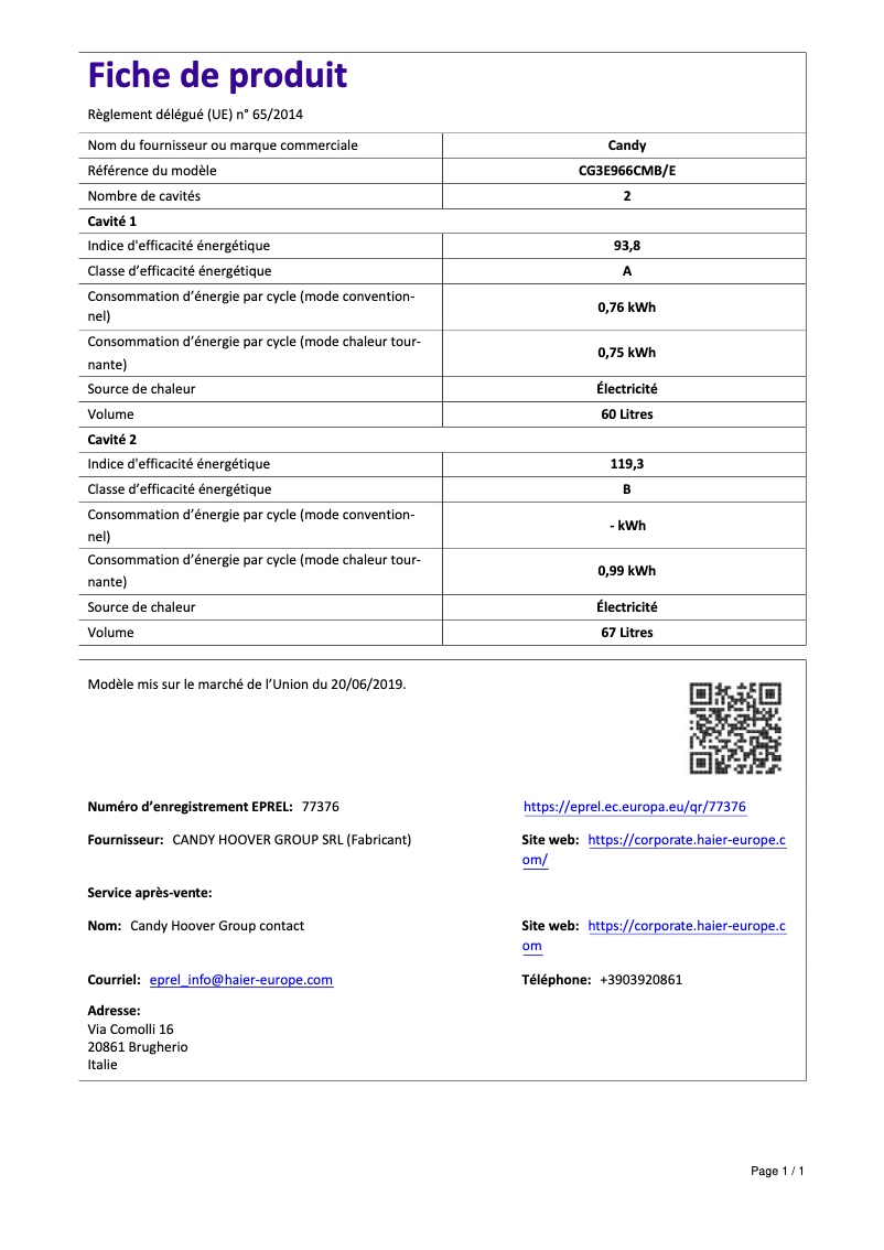 Image de la première page du manuel de l'appareil CG3E966CMB/E