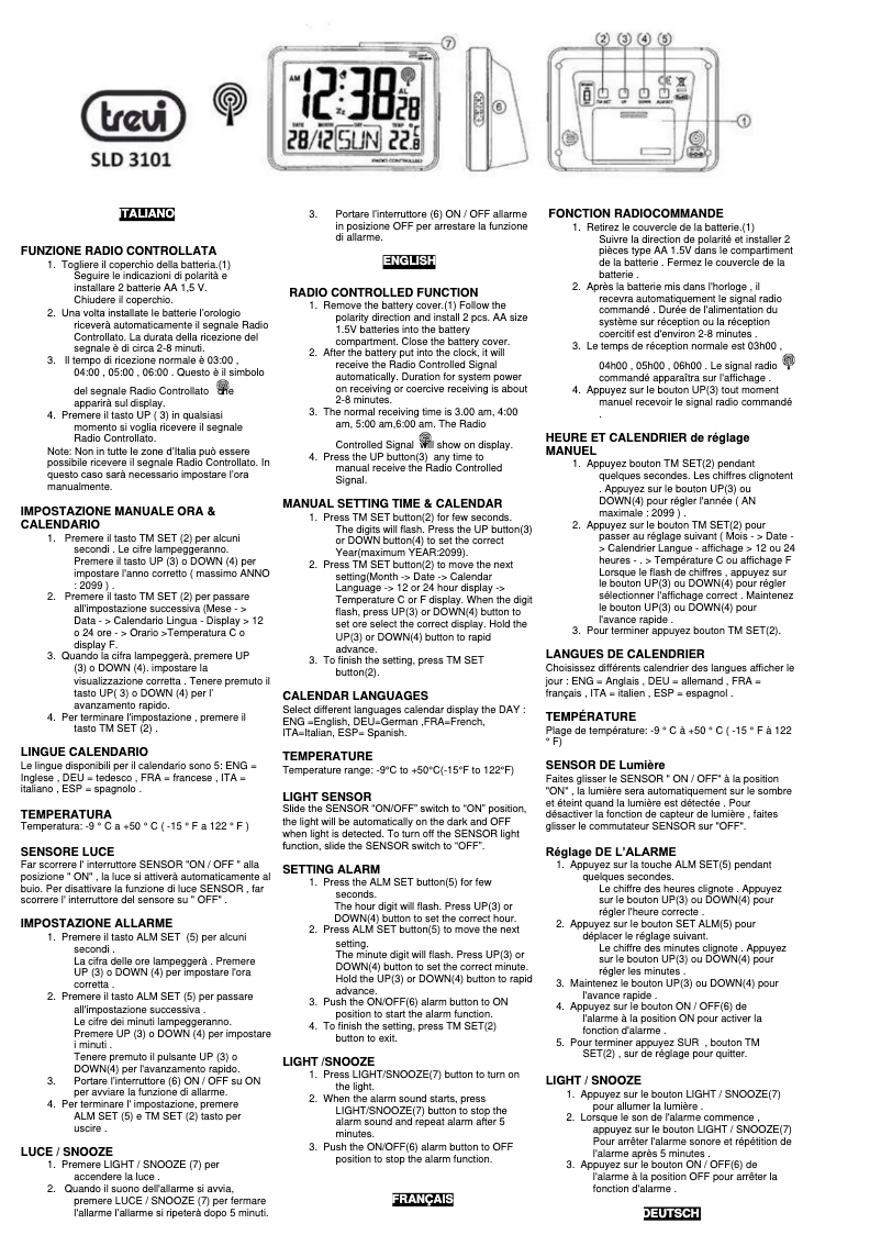 Page 1 de la notice Manuel utilisateur Trevi SLD 3101