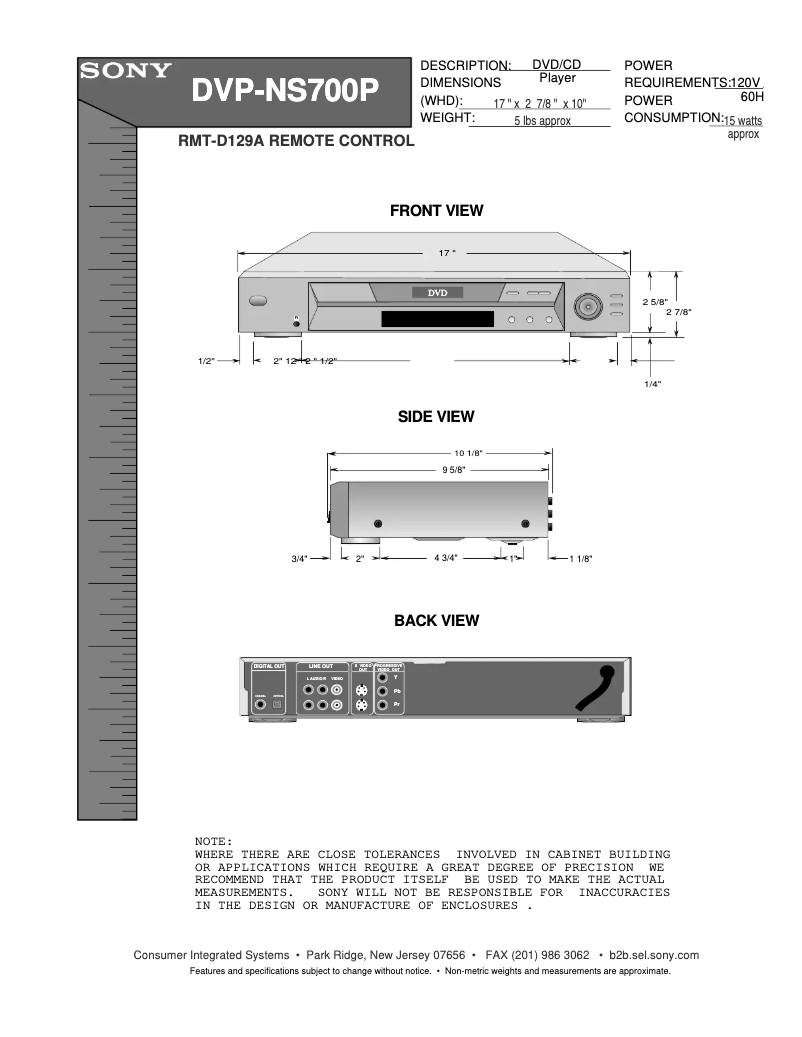Image de la première page du manuel de l'appareil DVP-NS700P