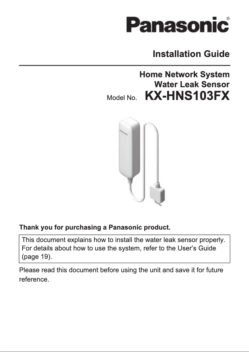 Page 1 de la notice Manuel utilisateur Panasonic KX-HNS103FX