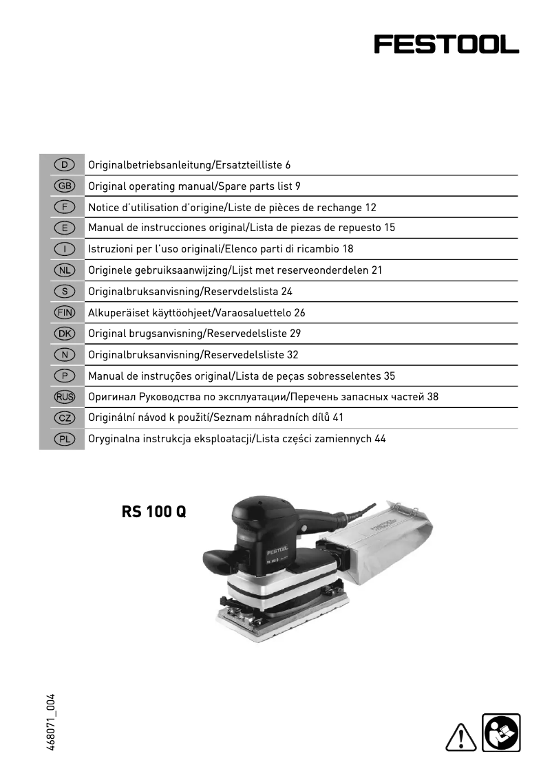 Page n°1 - Manuel utilisateur Festool RS 100 Q-Plus