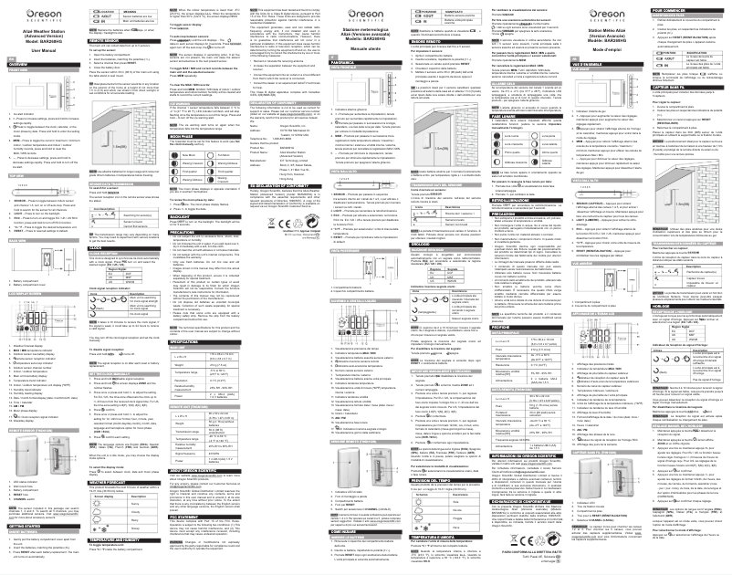 Page 1 de la notice Manuel utilisateur Oregon Scientific Alizé BAR268HGA