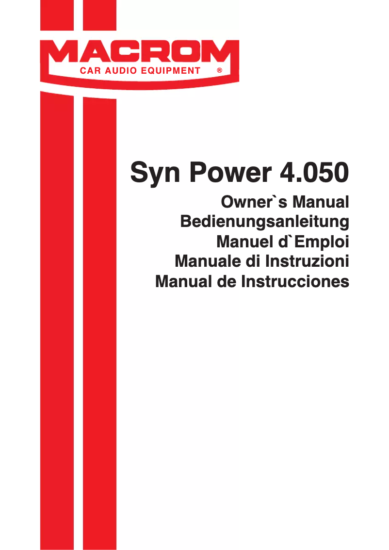 Page 1 de la notice Manuel utilisateur Macrom Syn Power 4.050