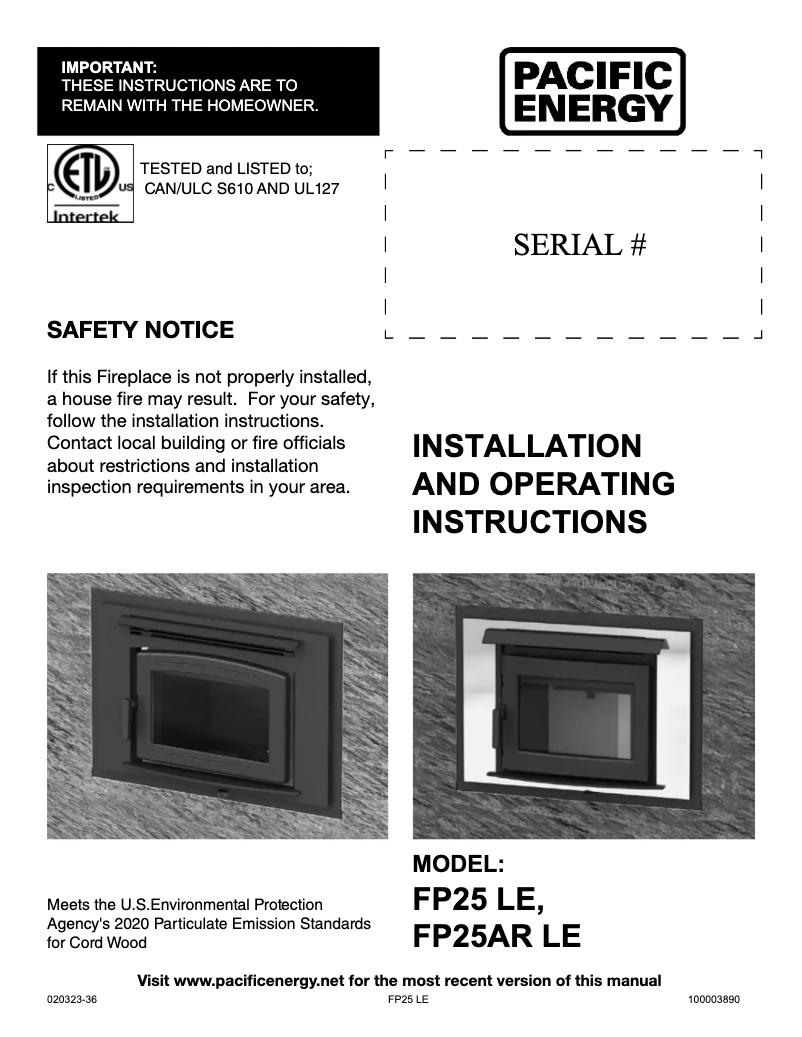 Image de la première page du manuel de l'appareil FP25 LE