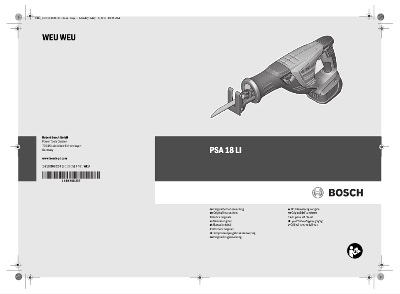 Page 1 de la notice Manuel utilisateur Bosch PSA 18 LI