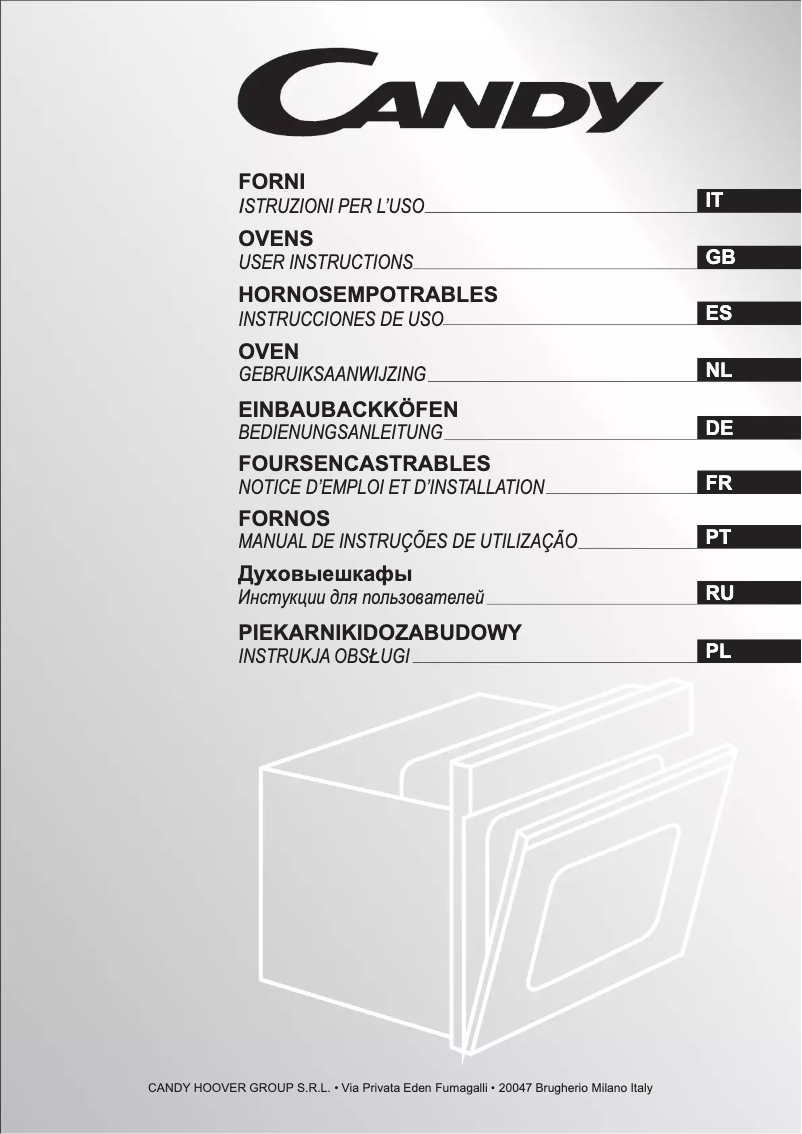 Page 1 de la notice Manuel utilisateur Candy FHP 829 X