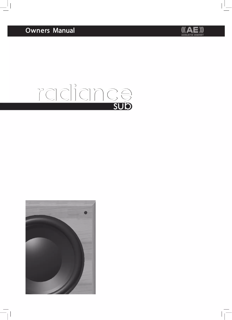 Image de la première page du manuel de l'appareil Radiance Sub