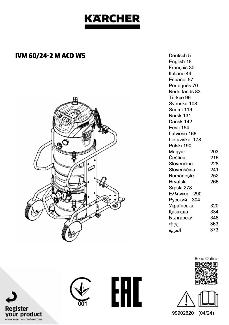 Page 1 de la notice Manuel utilisateur Kärcher IVM 60/24-2 M ACD WS