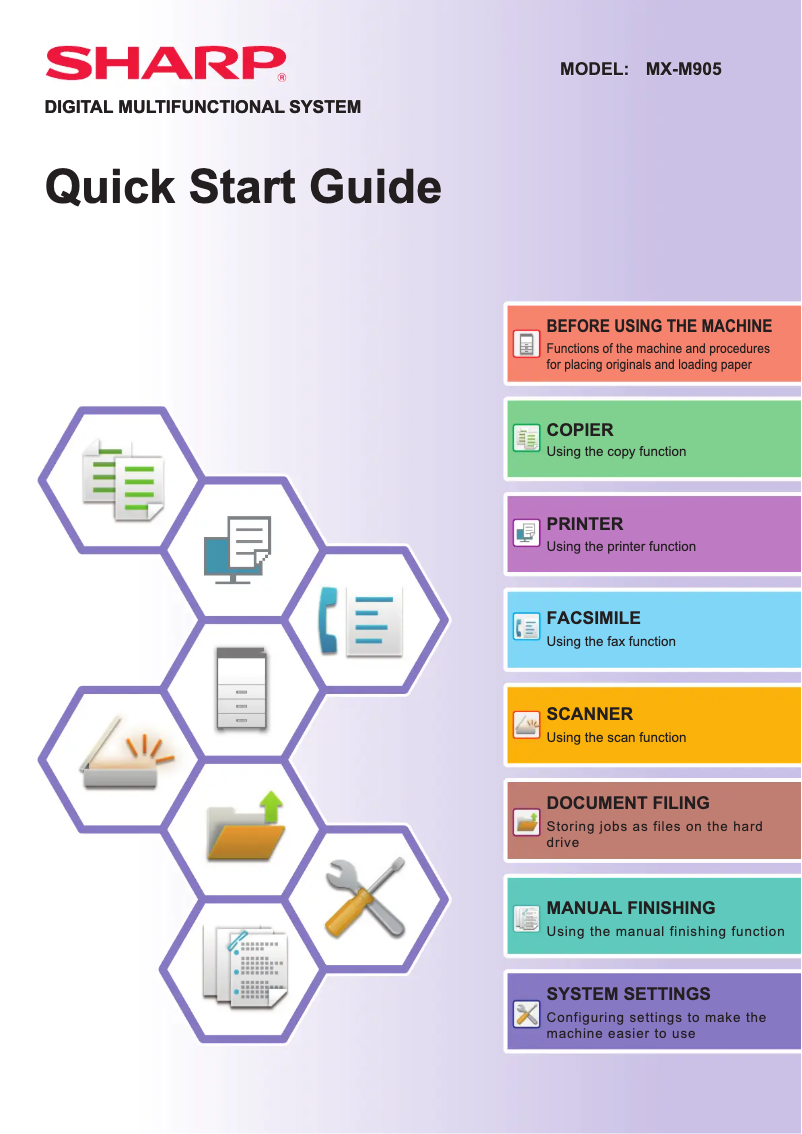 Page 1 de la notice Guide de démarrage rapide Sharp MX-M905