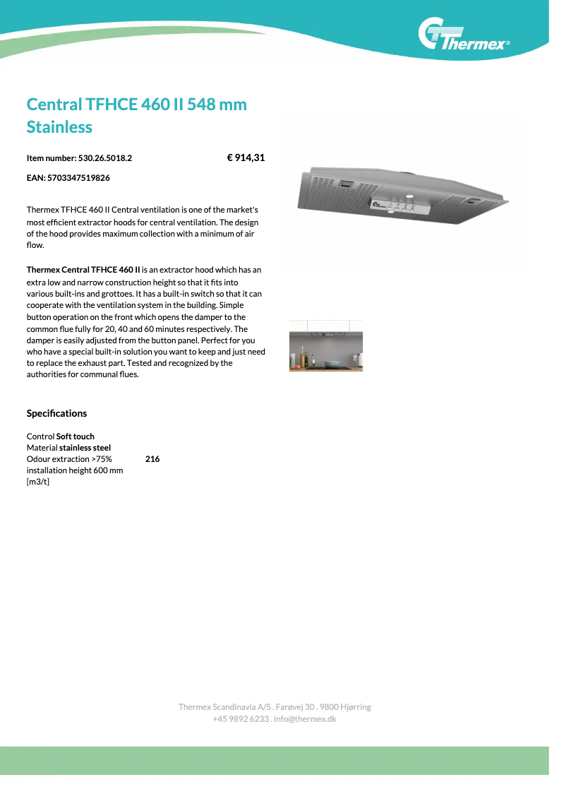 Page n°1 - Fiche technique Thermex Central TFHCE 460 II