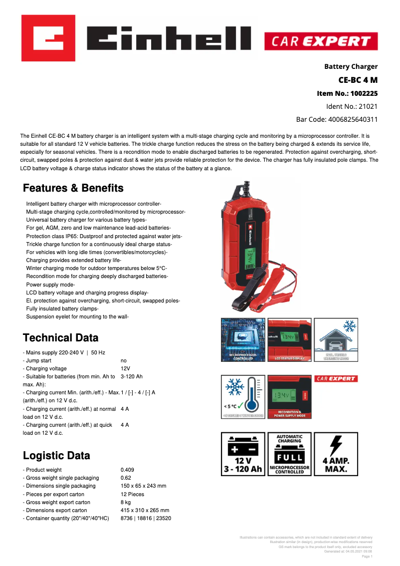 Image de la première page du manuel de l'appareil CE-BC 4 M