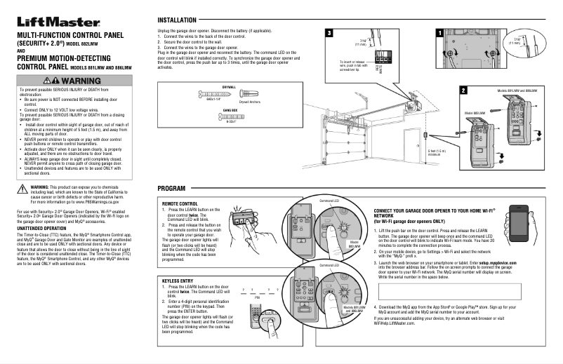 Página 1 del manual Manual de usuario LiftMaster 881LMW