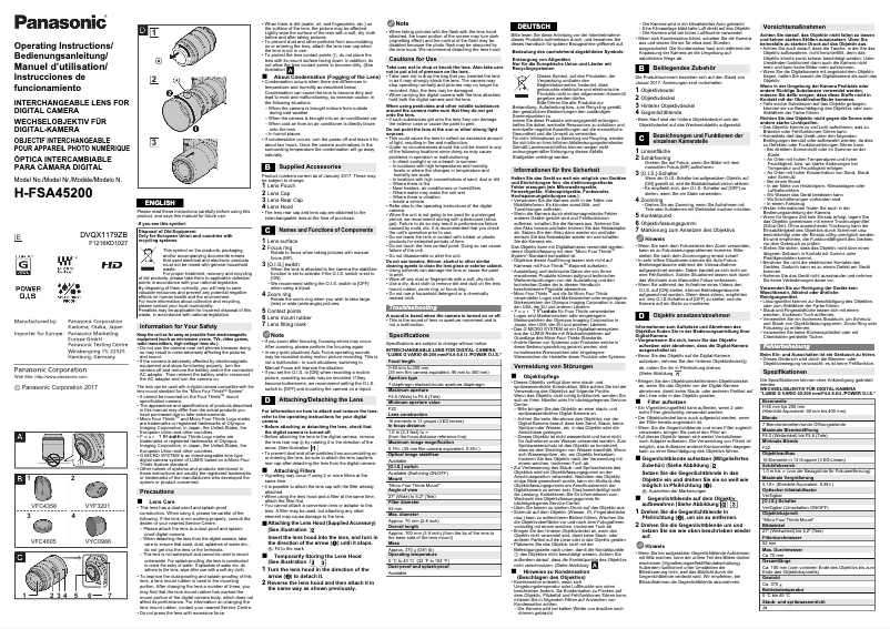 Página 1 del manual Manual de usuario Panasonic Lumix H-FSA45200