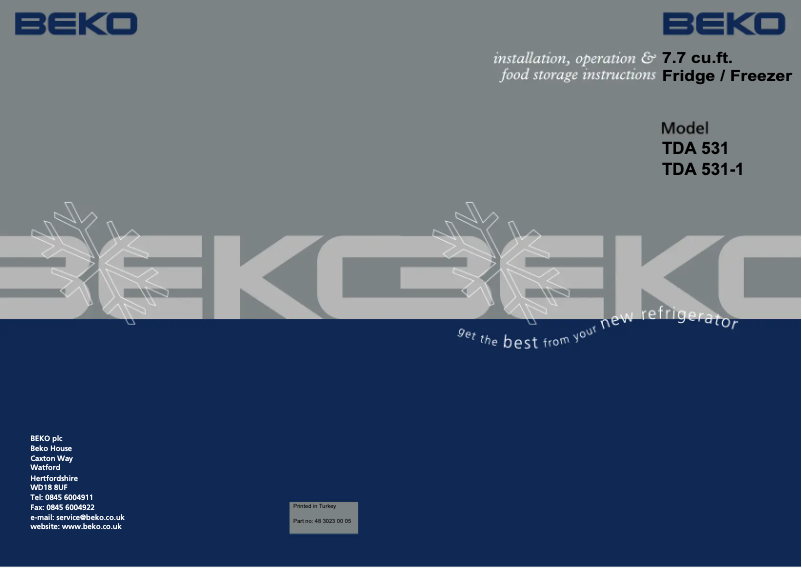 Page n°1 - Manuel utilisateur Beko TDA531