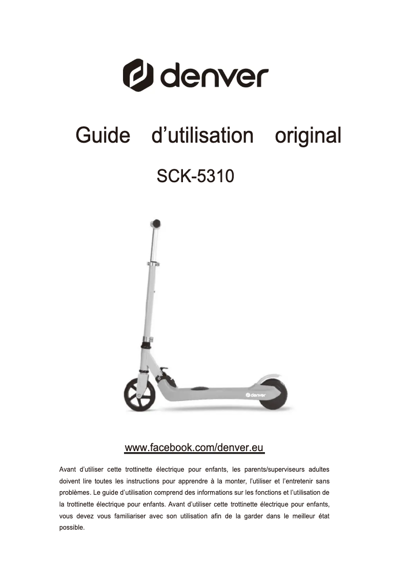 Page n°1 - Manuel utilisateur Denver SCK-5310