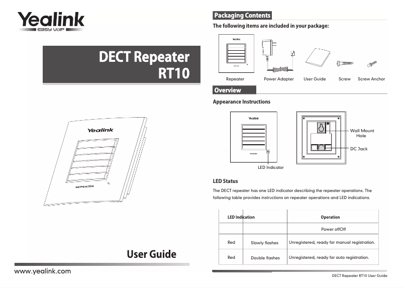 First page image of the manual for RT10