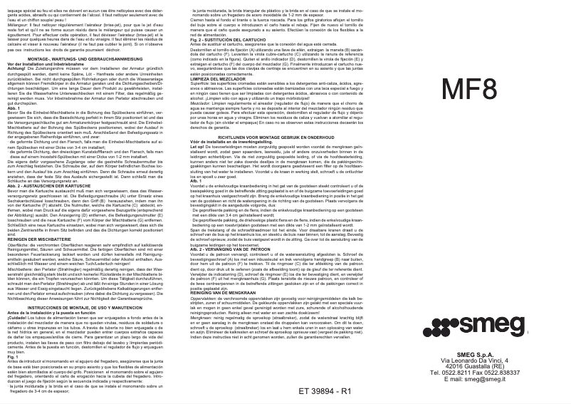 Page n°1 - Fiche technique Smeg MF8A2