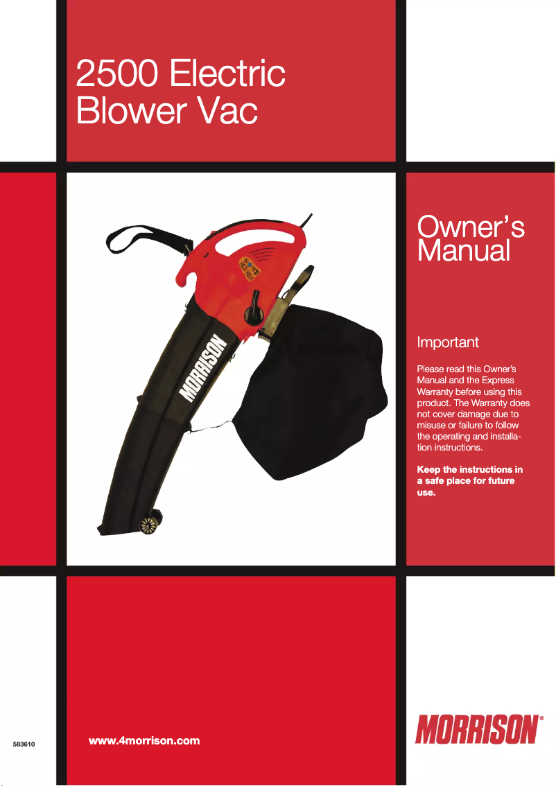 Image de la première page du manuel de l'appareil Electric Blower Vac