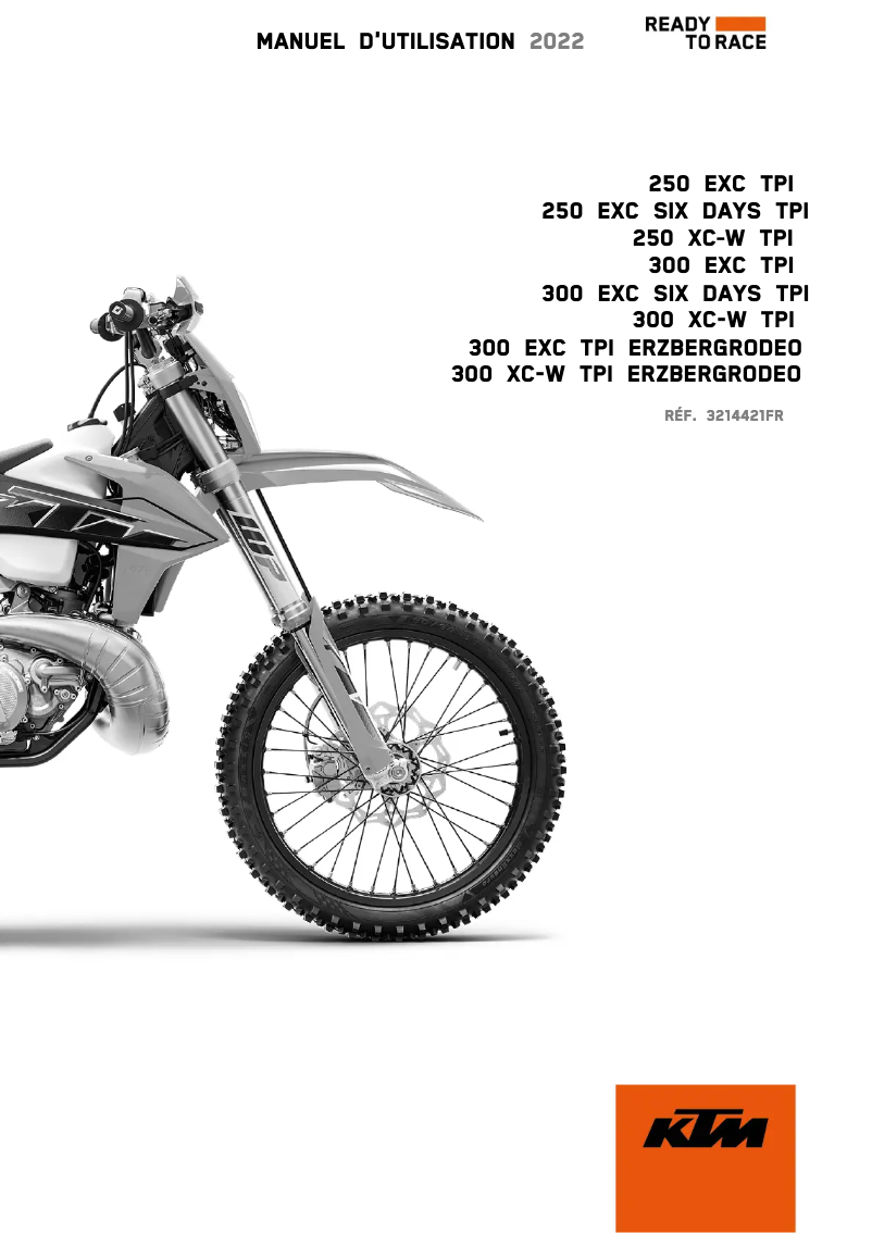 Page 1 de la notice Manuel utilisateur KTM 300 EXC TPI ERZBERGRODEO (2022)