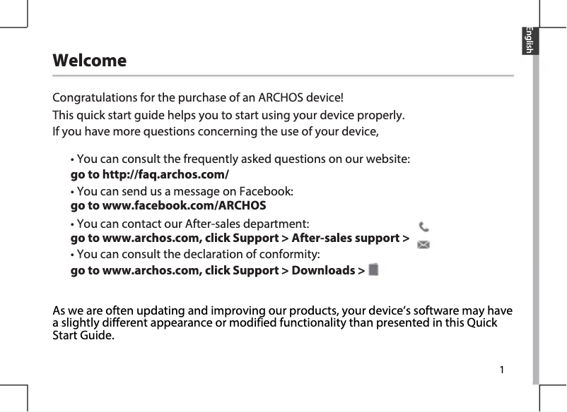 Page 1 de la notice Manuel utilisateur Archos 45C Helium