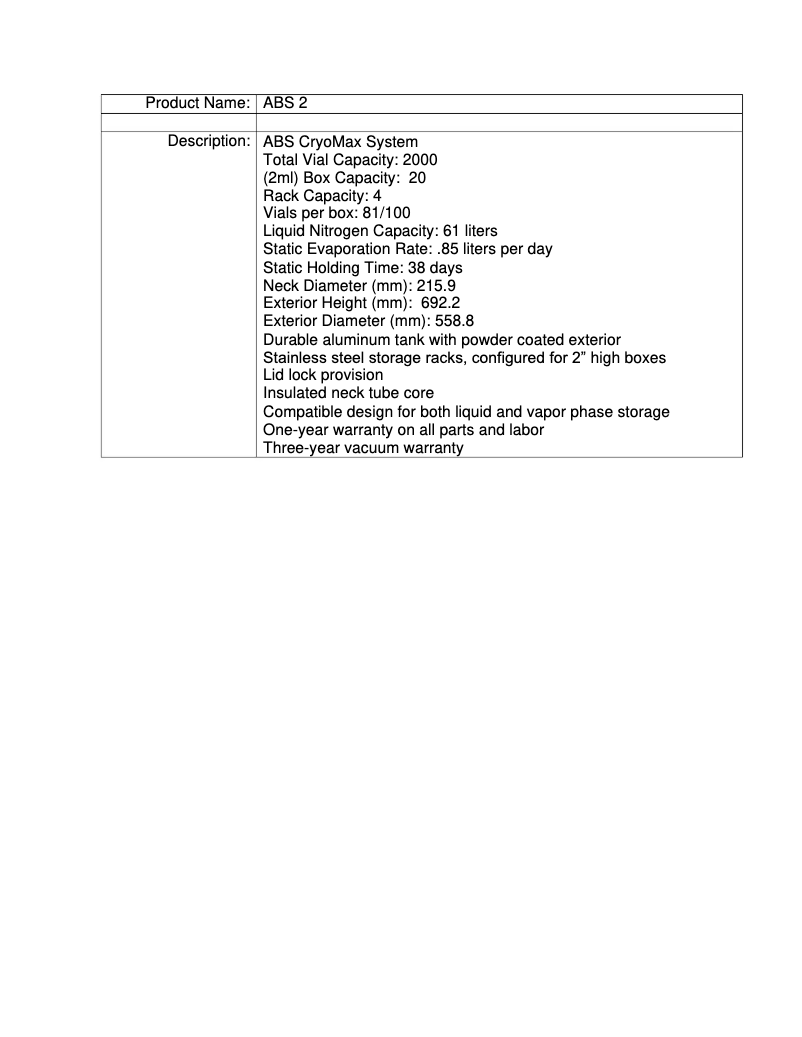 Page 1 de la notice Manuel utilisateur American BioTech Supply ABS-2