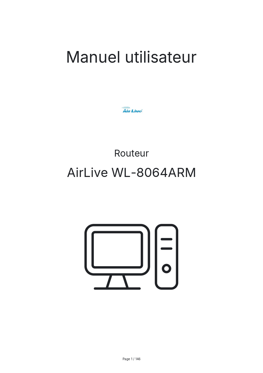 Page 1 de la notice Manuel utilisateur AirLive WL-8064ARM
