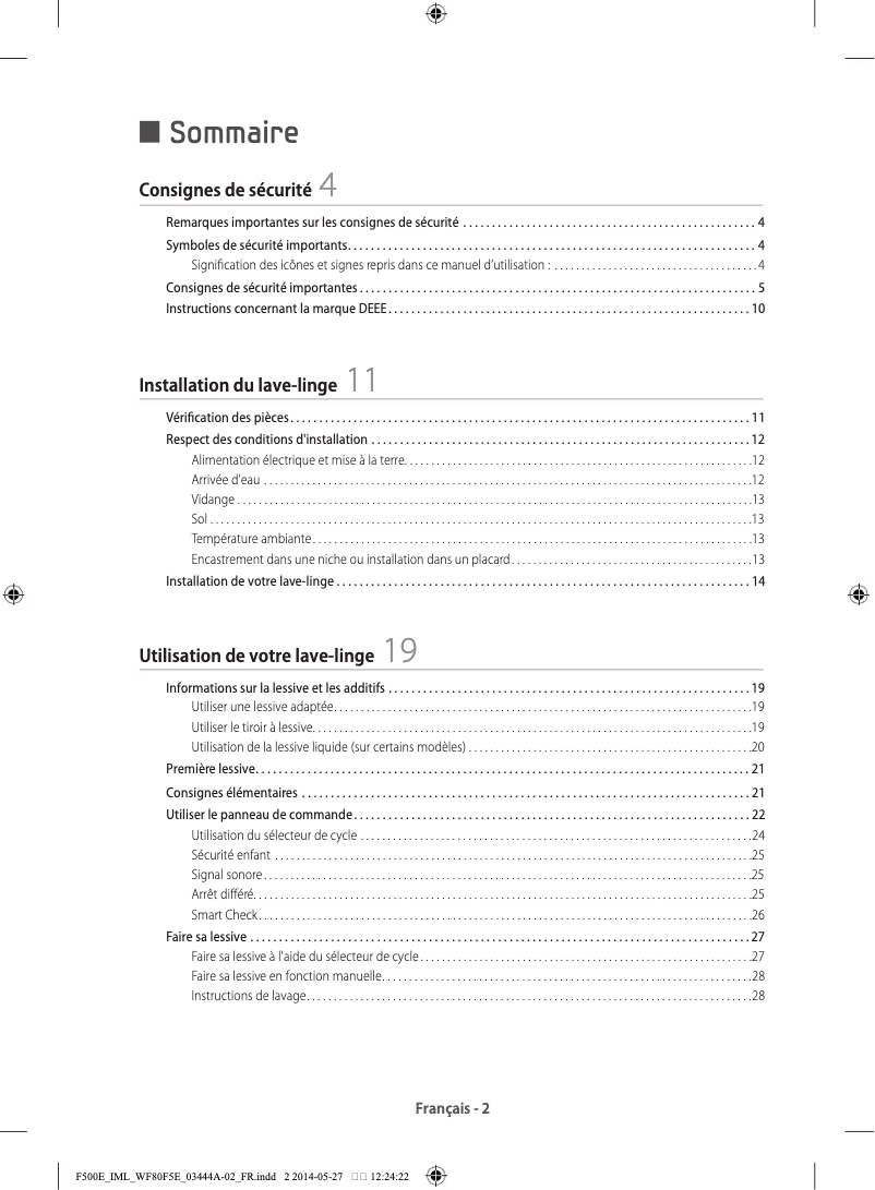 Página 1 del manual Manual de usuario Samsung WF80F5EDW4W