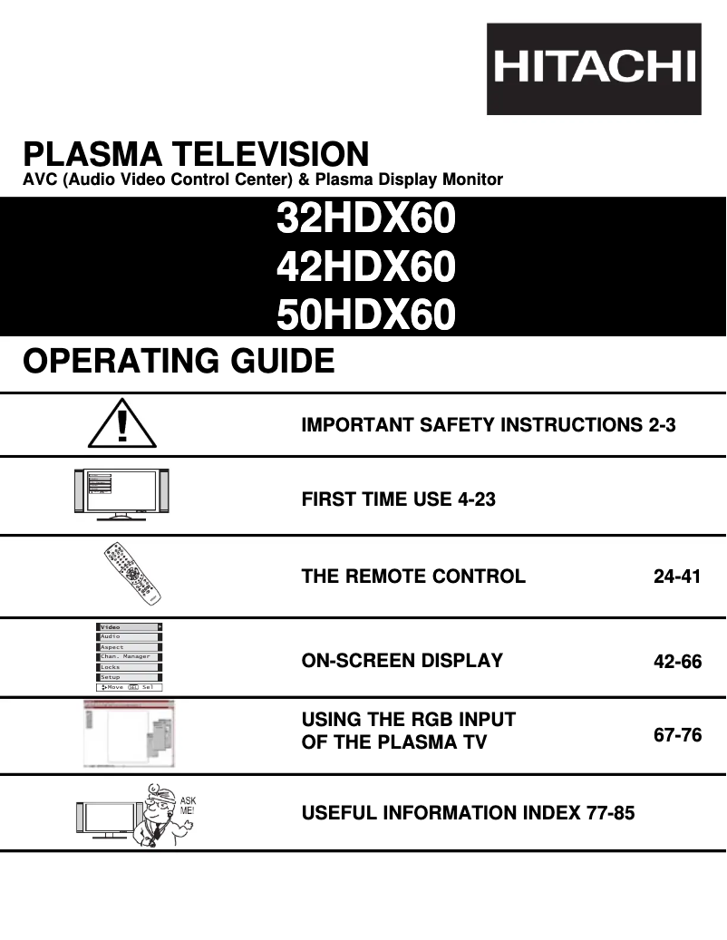 Page 1 de la notice Manuel utilisateur Hitachi 50HDX60